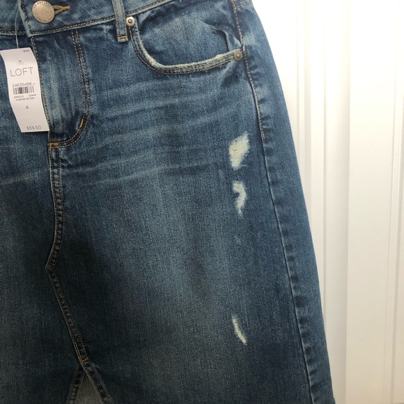 LOFT Distressed Jean Skirt - Picture 4 of 5